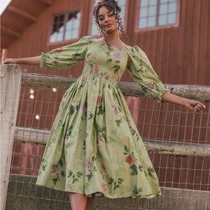 JessaKae Green Floral Midi Dress